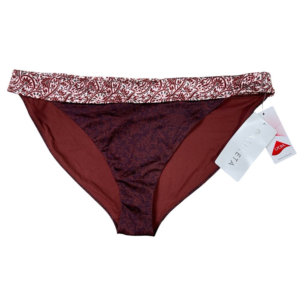 Athleta Women's Bikini Bottom XL Brown Printed Swimwear Beachwear